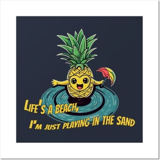 Pineapple Surfing on Vinyl Record" | Summer T-Shirt Design Posters and Art